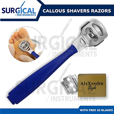 #ad Blue Pedicure Callous Callus Shaver Foot Tough Skin Corn Remover Tool 10 Blades $6.99