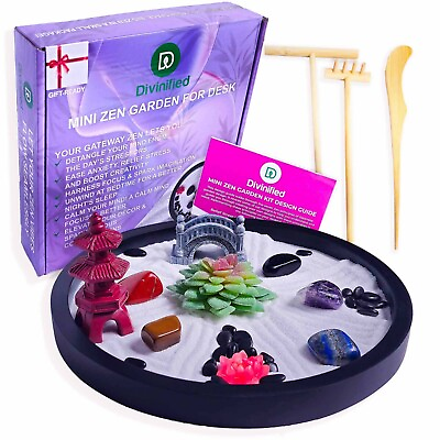 #ad Premium Japanese Zen Garden Kit Zen Garden Sand Zen Garden For Desk Round Tray $23.95