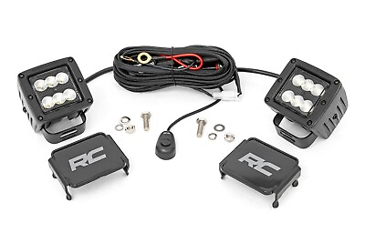 #ad Rough Country 2 inch Square Cree LED Lights Pair Black Series Flood Beam $64.95