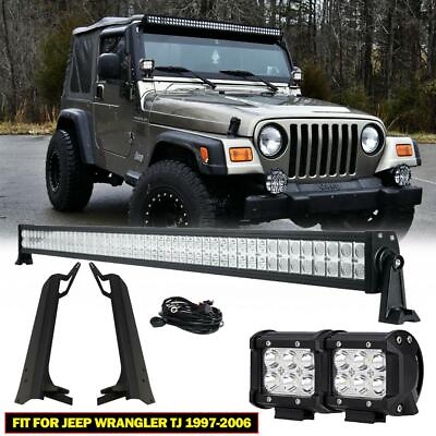 #ad For Jeep Wrangler TJ 52quot; 700W LED Work Light Bar 2x 4quot; 18W Pods Mount Brackets $165.98