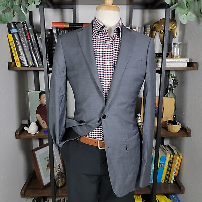 #ad Indochino Men#x27;s Sport Coat Blazer Two Button Solid Gray Wool Size about 38L $95.00