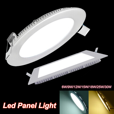 Dimmable Recessed Led Panel Light Ceiling Downlight Lamp 6 9 18 30W Round Square $1.59