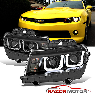 #ad CCFL U Style Tube 2014 2015 For Chevy Camaro Projector Black Headlights Pair $295.64