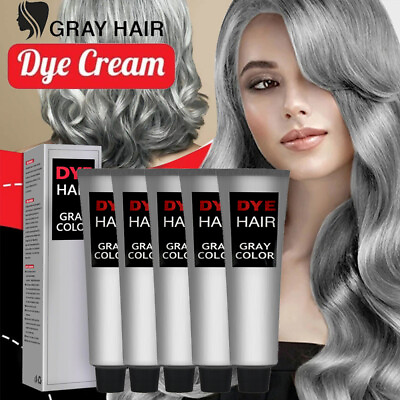 #ad 100gGray Hair Dye Cream Permanent Color Hairstyle Silver Coverage For Women Men $14.95
