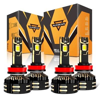 #ad AUXBEAM H9 H11 GX ULTRA LED Headlight 4 Bulbs HighLow Beam 480W 80000LM Combo $315.99