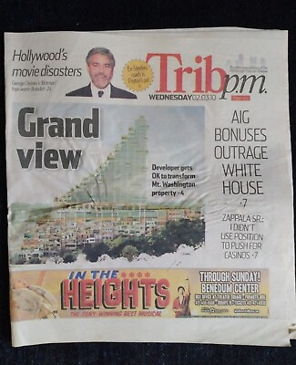 #ad Pittsburgh Tribune Review pm Newspaper February 2010 GRAND VIEW Mt Washington $9.99
