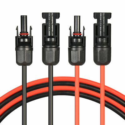 10AWG 1 Pair BlackRed Solar Panel Extension Cable with Female amp; Male Connectors $229.99