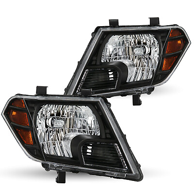For Nissan Frontier 2009 2019 Black Headlights Assembly Amber Corner Lamps Pair $194.99