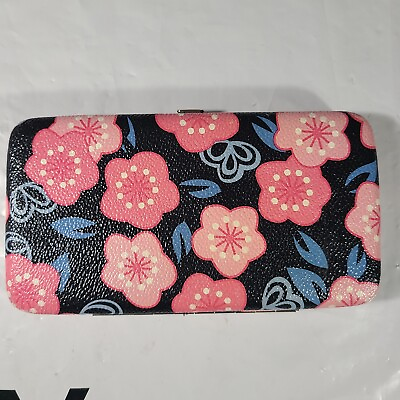 #ad Rectangle Card Wallet Floral Snap Closure Card Slots ID Window Zipper Pouch $8.95