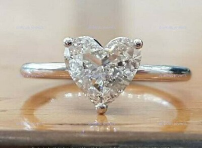 #ad 1 CT Solitaire Heart Shape Moissanite Engagement Ring Real 925 Sterling Silver $84.99