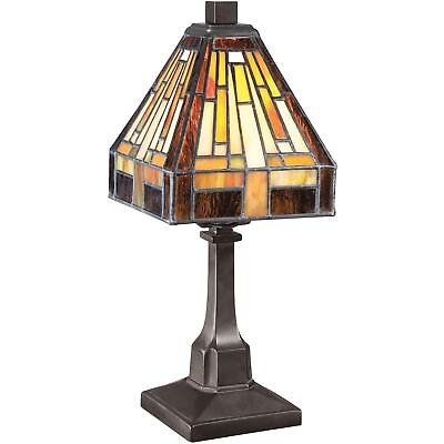 #ad Tiffany Style Mission Stained Glass Bronze Finish Table Desk Reading Lamp 12in H $88.77