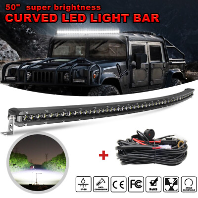 Roof 52quot; Curved LED Light Bar Wire Combo For Hummer H1 H2 H3 Humvee AM General $138.81