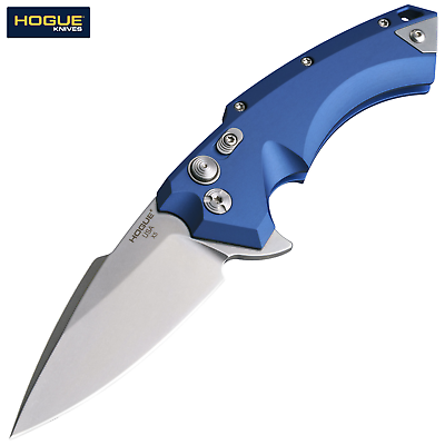 #ad Hogue X5 Manual Button Lock Folder 3.5quot; CPM 154 Plain Blade Blue Al Handles $178.46