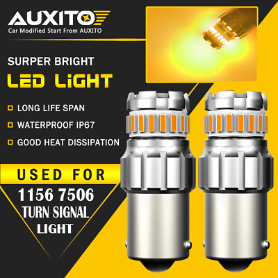 AUXITO 1156 Amber LED Turn Signal Light Bulb Error Free Anti Hyper Flash 2F EOA $14.99
