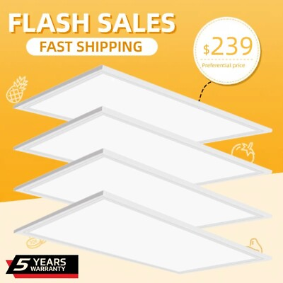 #ad 2X4Ft LED Flat Panel Light Recessed Light Panel Ceiling Down Lights 4Pieces $238.89