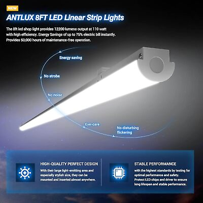#ad ANTLUX 8FT LED Shop Lights 110W Strip Lights12000LM5000K8 Foot Light Fixtures $275.49