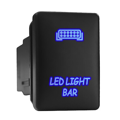 #ad LED LIGHT BAR Blue Backlit Switch Short Push Button 1.28quot;x 0.87quot; Fit: Toyota $10.95