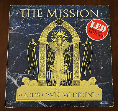 #ad The Mission Gods Own Medicine 1st Press Greek Vinyl #x27;86 LP ORG LED Rare VG VG $23.79