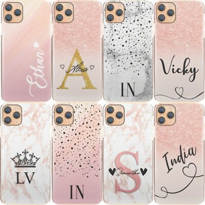 #ad Pink Initial Phone Case;Personalised pink Grey Marble Hard Cover For Sony phone $17.02