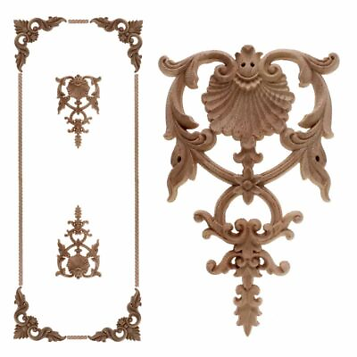 #ad Wood Appliques Decorative Decals Door And Table With Carved Diy Home Decorations $9.74