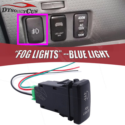 quot;FOG LIGHTSquot; Push Switch Blue LED w Wire Kit Fit Toyota Tacoma Tundra 4Runner $8.49