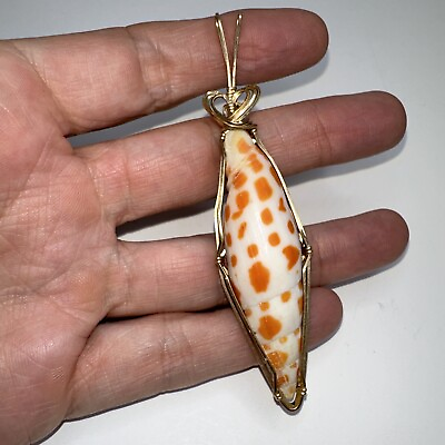 #ad Genuine Shell Charm Pendant Gold Tone Wire Wrapped Heart Loop Seashell Beach $16.10