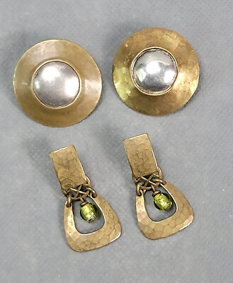#ad Vintage Signed MB SF MARJORIE BAER Hand Crafted EARRINGS Lot of 2 PAIRS $35.99