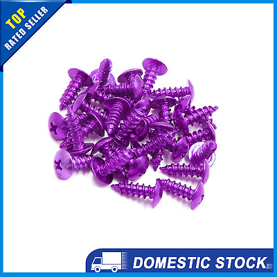 #ad Pack of 30 Universal Motorcycle Round Cross Head Self Tapping Bolt Screws Purple $13.77