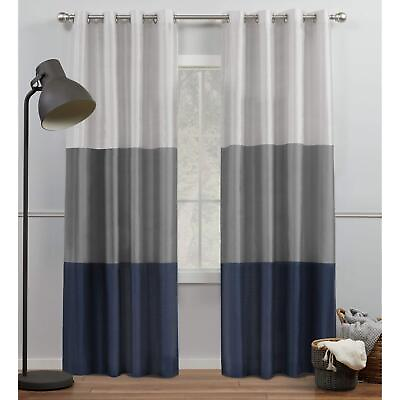 #ad Exclusive Home Chateau Striped Faux Silk Grommet Top Curtain Panel Pair 54quot;x1... $46.41