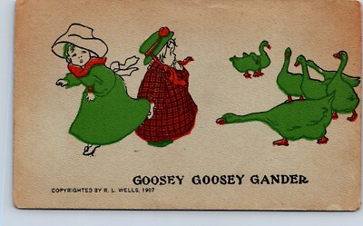 #ad Goosey Goosey Gander Nursey Rhyme Children Geese Goose Wells 1907 postcard DP3 $12.79