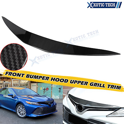 #ad For Camry 18 up Carbon Fiber Look Front Hood Bumper Upper Grille Overlay Cover $49.97