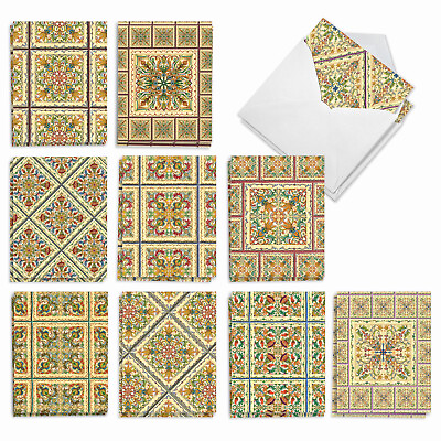 #ad 20 Assorted Blank Note Cards w Envelopes 10 Designs 2 Each Tiled Patterns $16.97