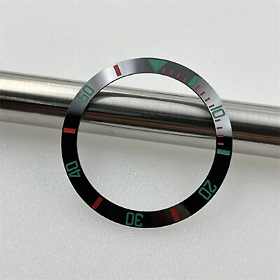 #ad 38mm Ceramic Bezel Red and Green Scale Circle No Luminous Watch Accessory Parts $12.97