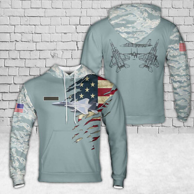 #ad Customize US Air Force McDonnell Douglas F 15 Eagle Hoodie Pullover Militar Camo $41.99