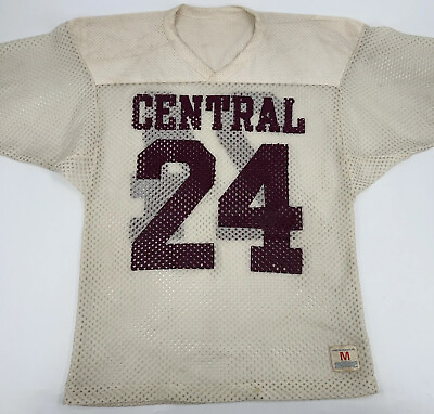 #ad vtg 70s Central #24 Champion Football Jersey MEDIUM high school mesh practice $33.99