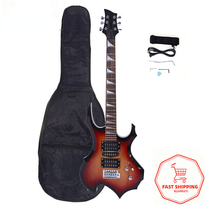 #ad Hot Sell 6 String Novice Flame Shaped Electric Guitar Kit HSH Pickup SunsetRUYI $91.69