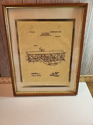 #ad Vtg 1906 WRIGHT BROS. Airplane Patent Art Poster Print 11 3 4quot; x 14 3 4quot; Frame $29.99