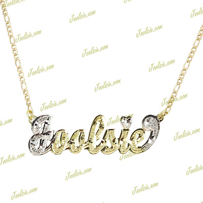 #ad Personalized Gold Plated 2TONE SILVER SINGLE Name Plate Necklace ANY NAME $25.70
