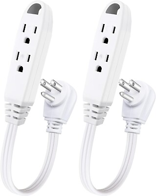 #ad 1 Ft 2 Pcs 3 Outlet Extension Cord Triple Wire Grounded Outlet 16 3 SPT 3 WT $10.99