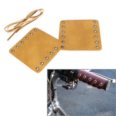#ad 22mm Leather Hand Grips Covers Retro Wraps Protector for Harley Cafe Racer Pair $12.83