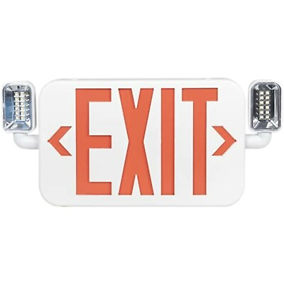 #ad Ultra Bright Slim Rechargeable Indoor Exit Emergency Light Combo Sign Battery $14.95