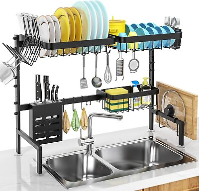 #ad Over The Sink Dish Drying Rack Adjustable Length 25 33in 2 Tier Dish Rack $32.99