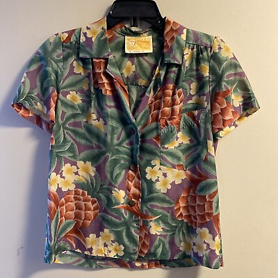 #ad Vintage Sunshine Sherry Holt Made In California Hawaii Hawaiian Shirt Medium C $5.00