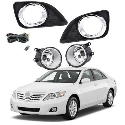 #ad Fit 2010 2011 Toyota Camry Front Bumper Clear Fog Lights Lamps w CoverBulbs Set $29.99