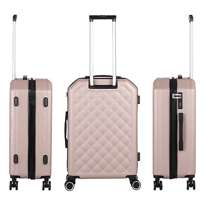 #ad 20 inch Suitcase Travel Durable Lightweight Spinner with Lock Wheels Rose Gold $48.99