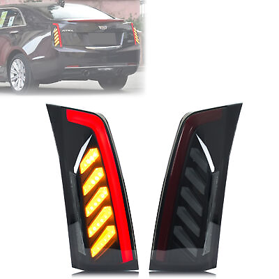 #ad LED Black Tail Lights for Cadillac ATS 2013 2018 Sequential Signal Rear Lamps $399.99