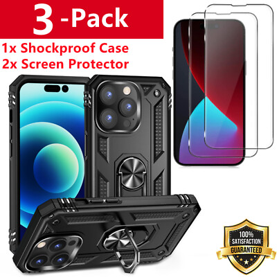 #ad For iPhone 12 13 14 15 Pro Max Shockproof Case amp; Tempered Glass Screen Protector $8.99