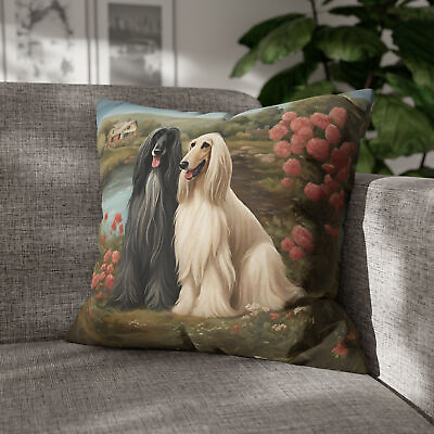 #ad Afghan Hound Square pillow cover Cute Cottagecore art Decorotive Cushion case $37.76