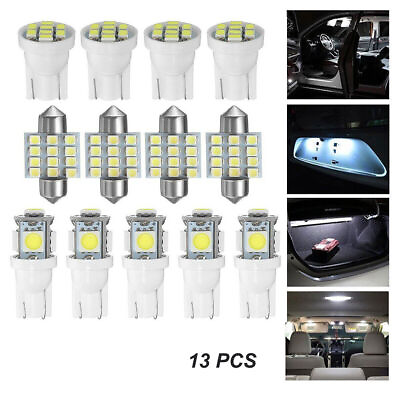 #ad 13pcs Car T10 LED White Light Interior Bulbs Package Kit for Map Dome Lamp 6500K $7.92