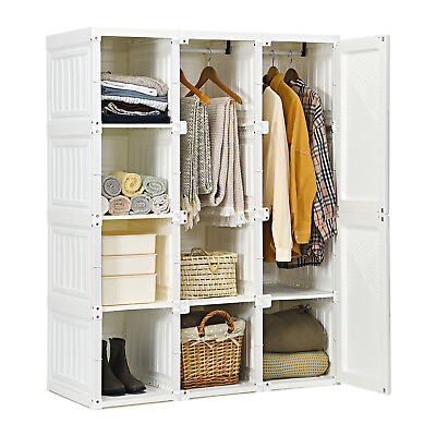 #ad Foldable Armoire Wardrobe Closet Portable Closet Clothes w Hanging Rods 8 Cubes $184.99